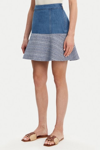 Jupe trapèze en jean taille haute - Bleu marine