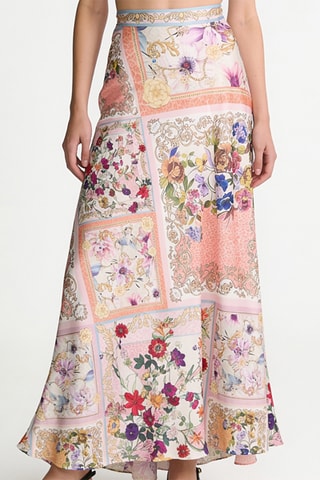 Jupe midi taille haute - Rose poudré