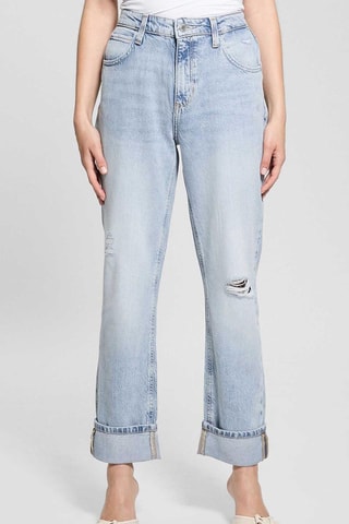 Jean boyfriend taille haute - Bleu clair