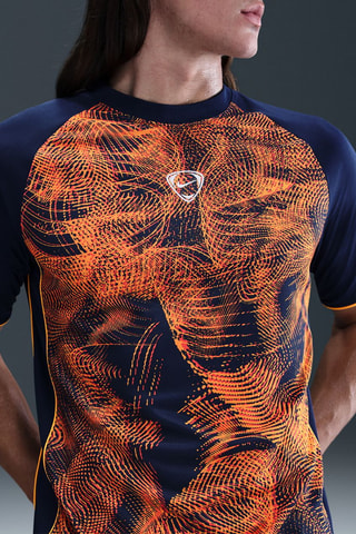 T-shirt de football Academy - Bleu nuit et orange