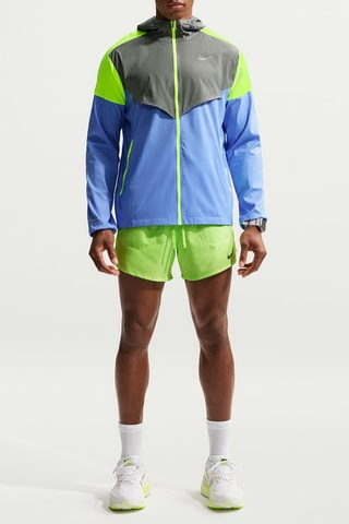 Veste de running à capuche Impossibly Light Windrunner - Bleu roi et gris foncé