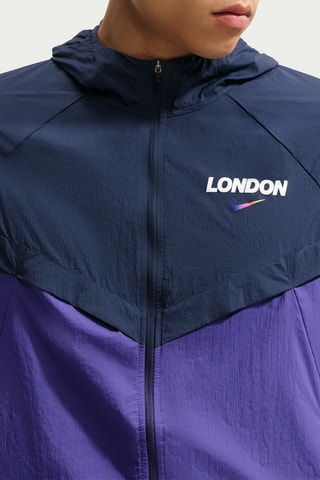 Veste de running pliable à capuche Stride - Bleu foncé