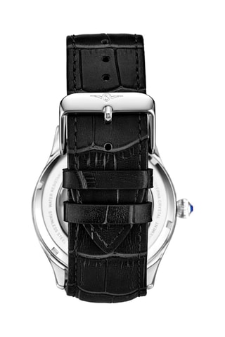 Montre automatique en cuir Legacy Stührling - Fonction GMT - Noir et argenté