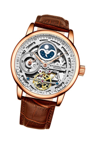 Montre automatique en cuir - Marron et doré rose