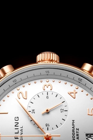 Montre à quartz en cuir - Marron et doré rose