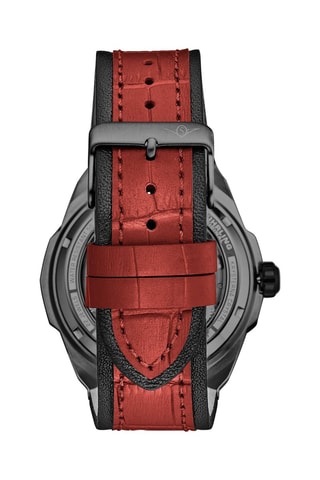 Montre automatique en cuir Navigator - GMT, chronographe - Rouge et noir