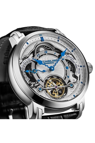 Montre automatique en cuir Celestial - Argenté et noir