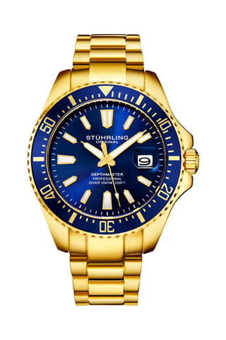 Montre à quartz en acier Aquadiver - Doré et bleu foncé