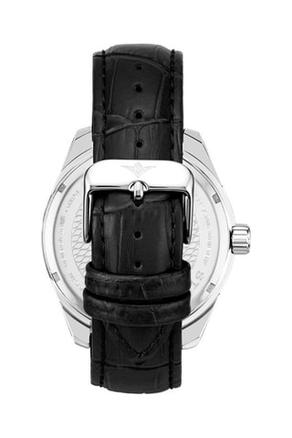Montre à quartz en cuir Symphony - Noir et argenté