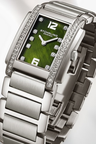 Montre à quartz ornée de cristaux Swarovski en acier - Argenté