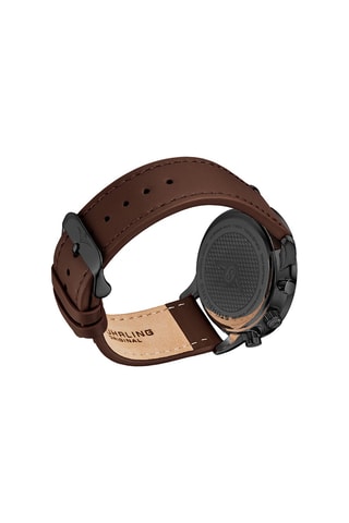 Montre à quartz en cuir Monaco - Marron et noir - Tachymètre et chronographe