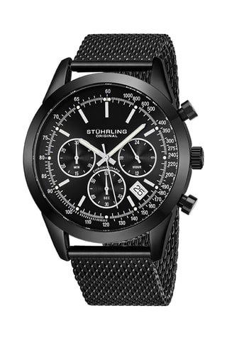 Montre à quartz en acier Preston - Chronographe et tachymètre - Noir