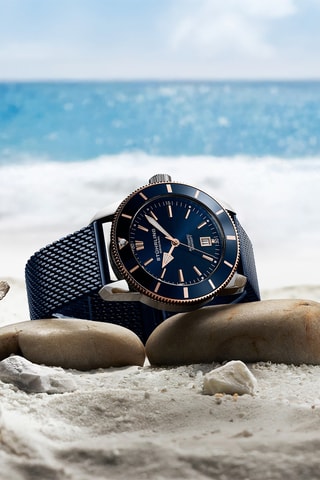 Montre automatique en acier Aquadiver - Bleu foncé et argenté