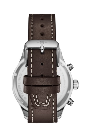 Montre à quartz en cuir - Chronographe - Marron et argenté