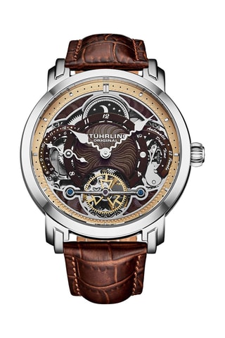 Montre automatique en cuir Celestial - Argenté et marron