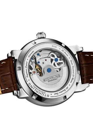 Montre automatique en cuir Celestial - Argenté et marron