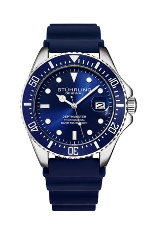 Montre à quartz en silicone Aquadiver - Bleu et argenté