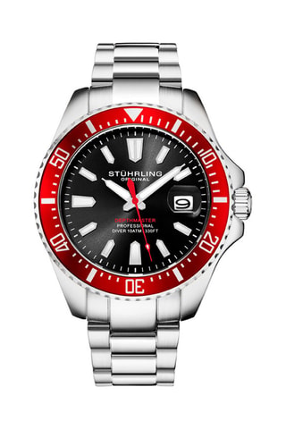 Montre à quartz en acier Aquadiver - Argenté et rouge