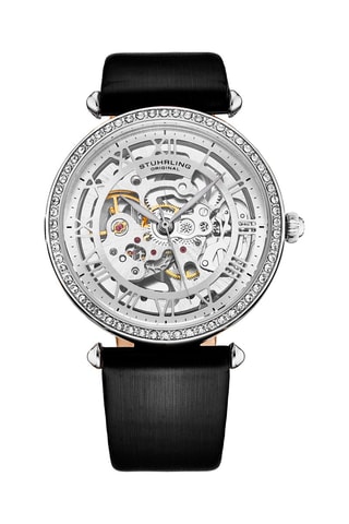 Montre automatique en cuir - Noir et argenté