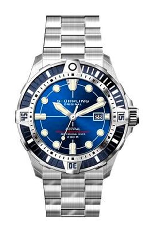 Montre automatique en acier Aquadiver - Tachymètre - Argenté et bleu