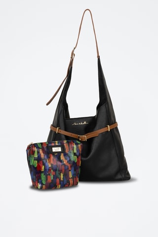 Leren Trendy Handtas Grenta - Bruin en zwart