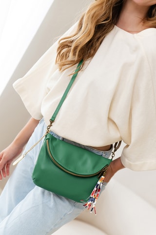 Leren Schoudertas Alice - Groen en multicolor