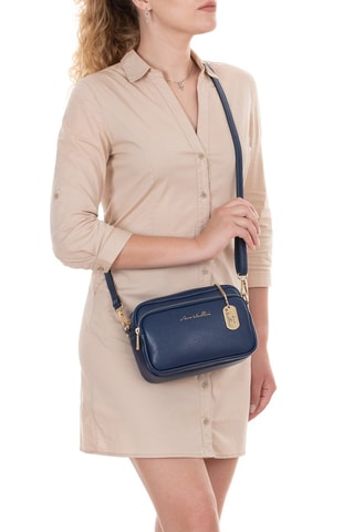 Leren Schoudertas Tabita  - Marineblauw