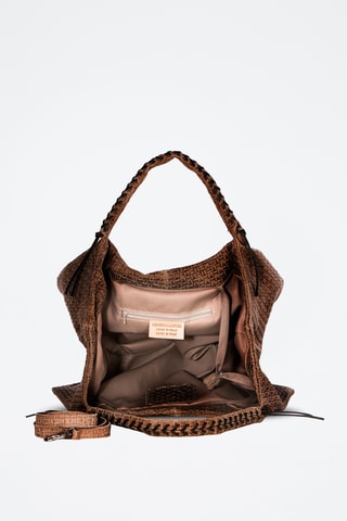 Nubuck Gevlochten Schoudertas Pitigliano - Taupe - Bruin