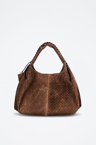 Nubuck Gevlochten Schoudertas Pitigliano - Taupe - Bruin