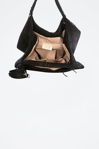 Nubuck Gevlochten Schoudertas Pitigliano - Taupe - Zwart
