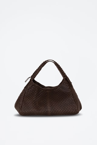Nubuck Gevlochten Schoudertas Pitigliano - Taupe - Donkerbruin