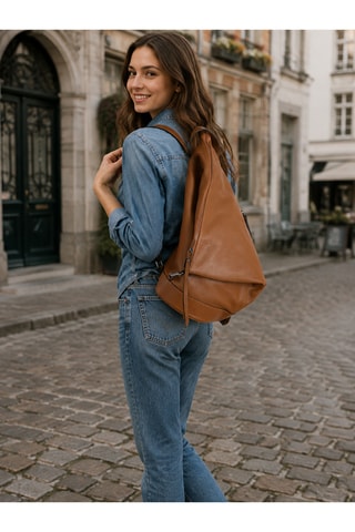 Leren Rugtas Aureliana Cognacbruin   - Bruin