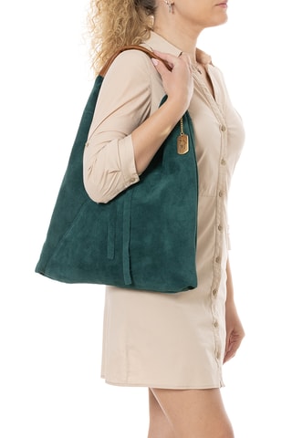 Nubuck Shopper Eleonora - Pauwblauw