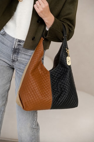 Leren Shopper en Schoudertas Nicolina - Zwart