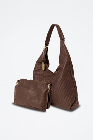 Leren Shopper en Schoudertas Nicolina - Donkerbruin