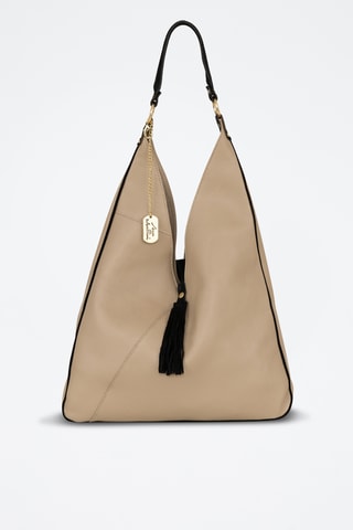 Leren Trendy Handtas Alettiana - Zwart en taupe