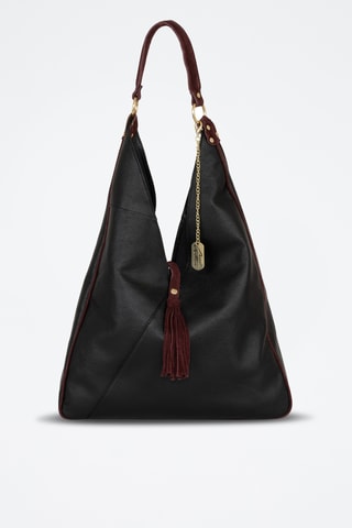 Leren Trendy Handtas Alettiana - Bordeauxrood en zwart
