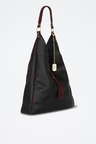 Leren Trendy Handtas Alettiana - Bordeauxrood en zwart