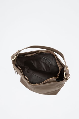 Leren Handtas Carrara Zwart   - Taupe