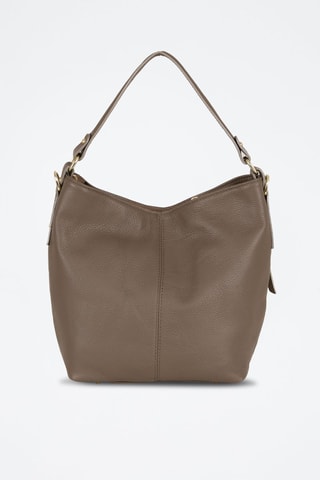 Leren Handtas Carrara Zwart   - Taupe
