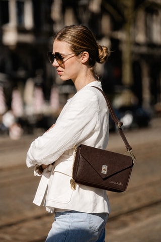 Leren Schoudertas Terina  - Bruin
