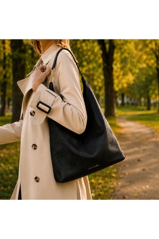 Leren Trendy Handtas Davinia - Zwart