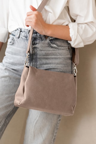 Leren Schoudertas - Taupe