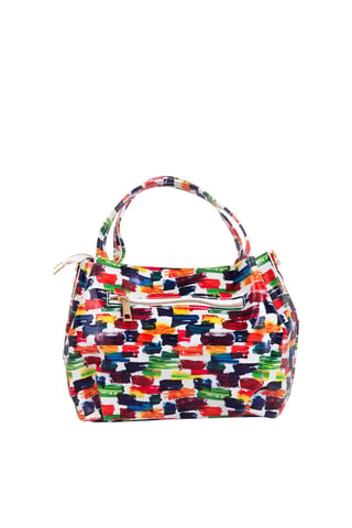 Leren Handtas Anna Signature #011 - Wit en Bordeauxrood   - Wit en rood