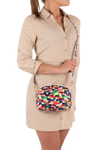 Leren Schoudertas Anna Signature 019 - Wit en Oranje   - Multicolor