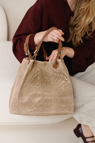Leren Handtas - Taupe