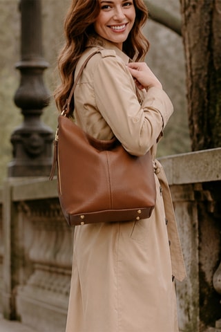 Leren Handtas Carrara Cognacbruin   - Bruin