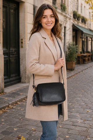 Leren Schoudertas Berta  - Zwart