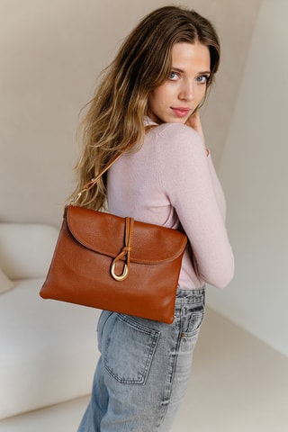 Leren Trendy Handtas Gelita - Camel