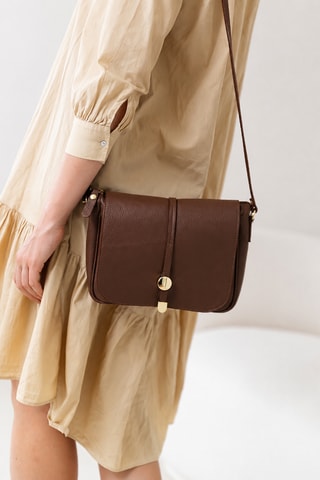 Leren Schoudertas Monte Avella - Beige - Anna Morellini - Bruin